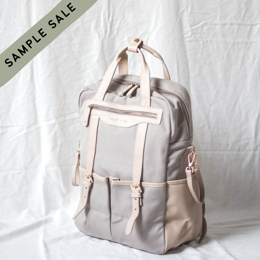 City Backpack - GRAY w/ BEIGE **SAMPLE SALE**