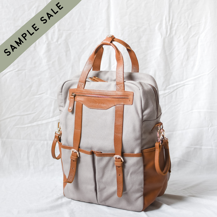 City Backpack - GRAY w/ TAN **SAMPLE SALE**